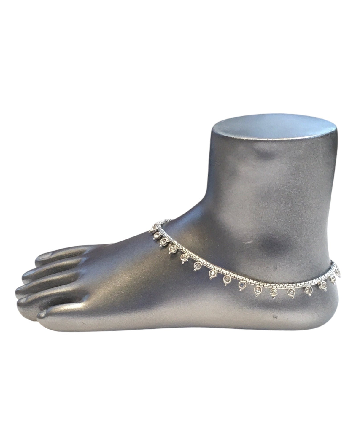 Silver Finish - Ankle Chain / Payal / Paazeb - Fashion Jewellery - Bollywood - Weddings - DAJ591 24Tp10 - Prachy Creations