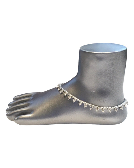 Silver Finish - Ankle Chain / Payal / Paazeb - Fashion Jewellery - Bollywood - Weddings - DAJ591 24Tp10 - Prachy Creations
