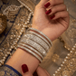 Silver Finish - Set of 6 Stone Bangles - M - XXL - 5Line 07Kp26 - Prachy Creations