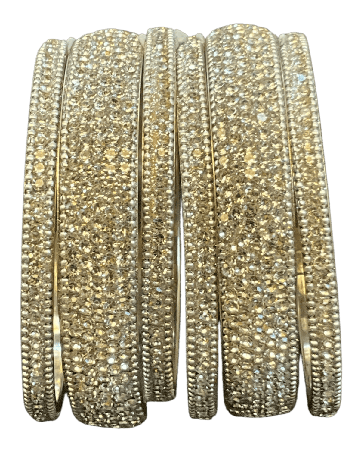 Silver Finish - Set of 6 Stone Bangles - M - XXL - 5Line 07Kp26 - Prachy Creations