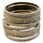 Silver Finish - Set of 6 Stone Bangles - M - XXL - 5Line 07Kp26 - Prachy Creations