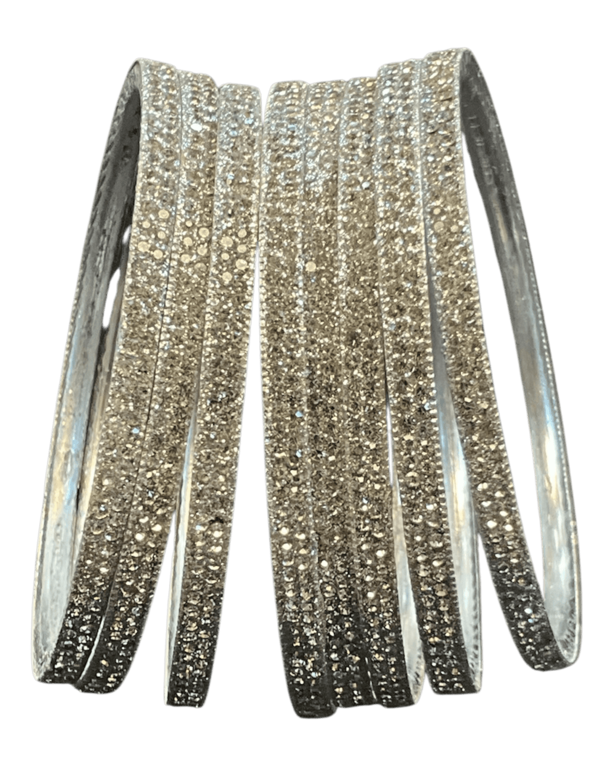 Silver Finish - Set of 8 Stone Bangles - M to XXL - HAN2601 07Ka26 - Prachy Creations