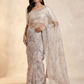 Silver / Grey - Fancy Embroidered Saree with Blouse Piece - UK stock - 24hr Dispatch - SP250621 VA - Prachy Creations