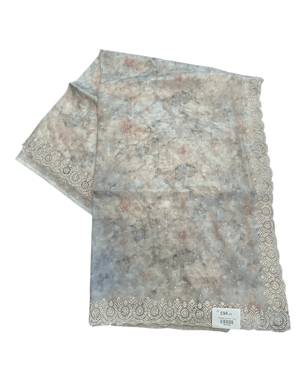 Silver / Grey - Fancy Embroidered Saree with Blouse Piece - UK stock - 24hr Dispatch - SP250621 VA - Prachy Creations