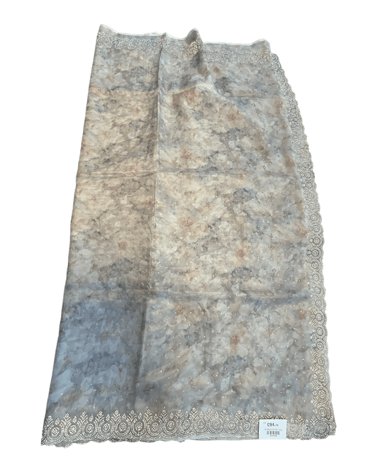 Silver / Grey - Fancy Embroidered Saree with Blouse Piece - UK stock - 24hr Dispatch - SP250621 VA - Prachy Creations