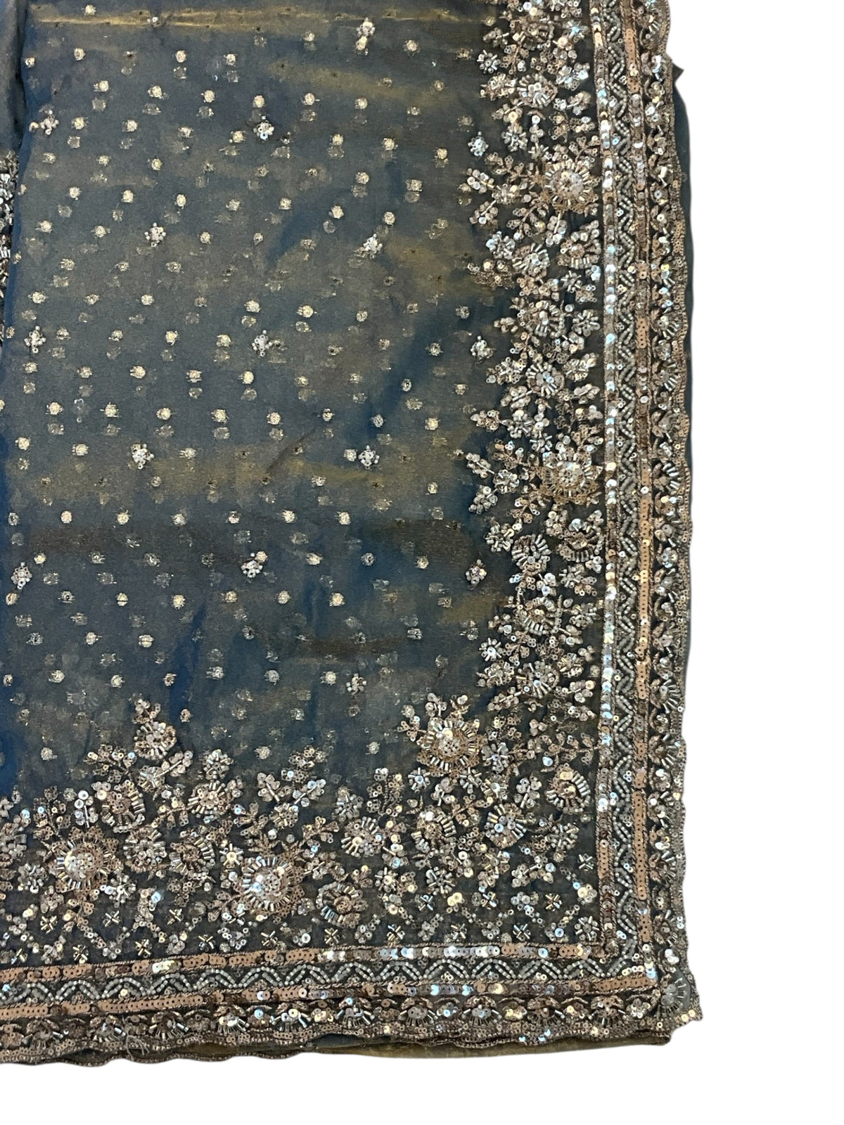 Silver Grey - Fancy Party Saree with Blouse Piece - UK stock - 24hr Dispatch - SP2622 PK - Prachy Creations