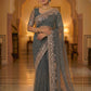 Silver Grey - Fancy Party Saree with Blouse Piece - UK stock - 24hr Dispatch - SP2622 PK - Prachy Creations