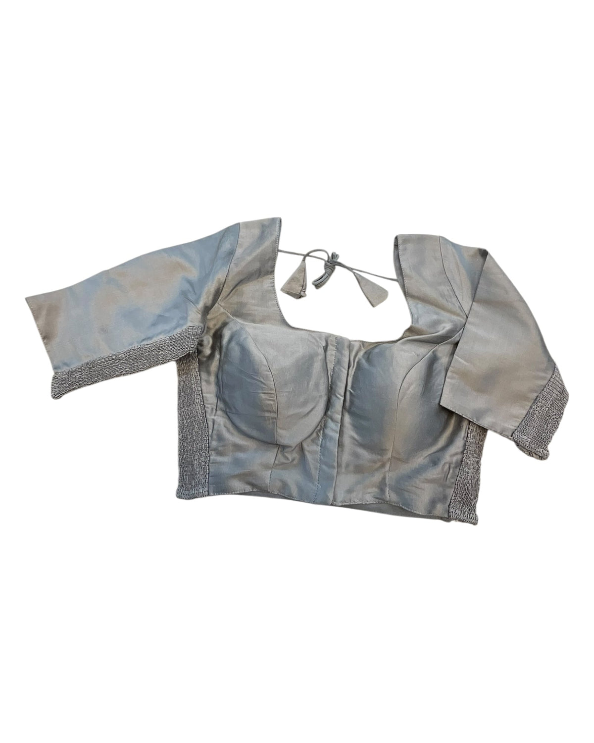 Silver Grey - HYBRID Silky Saree blouse - With Elastic on both side for Great fit - Size 36",38", 40" S M L - VAM1216 Ap - Prachy Creations