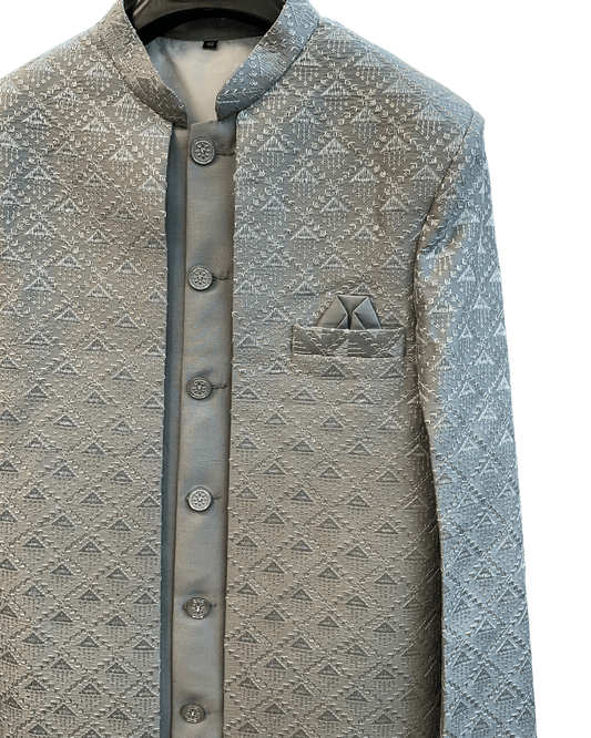 Silver Grey - Mens Double Layered Sherwani / Indo-Western - Fantastic Value - KCS6625 06TT26 - Prachy Creations