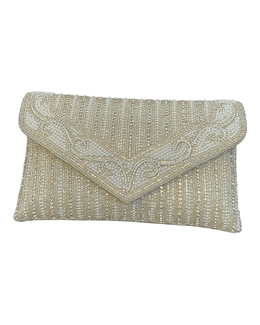 Silver - Rich Hand Embroidered Clutch Bag / Handbag -Bollywood / Weddings - MJ061 06KP26 - Prachy Creations