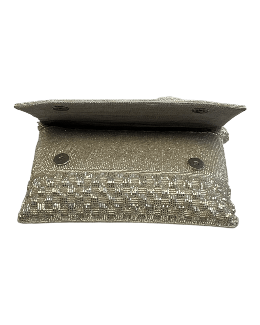 Silver - Rich Hand Embroidered Clutch Bag / Handbag -Bollywood / Weddings - TBZ02 11KJ25 - Prachy Creations