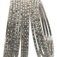 Silver - Set of 12 Stone / Pearl Bangles - Silver Finish (Pair) - JAN739 Vp 0923 - Prachy Creations