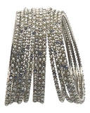 Silver - Set of 12 Stone / Pearl Bangles - Silver Finish (Pair) - JAN739 Vp 0923 - Prachy Creations