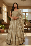 Size 12 / 38" Bust - Cream / Light Gold - Ready Made Lehenga Set - UK Stock - 24h Dispatch - SC1533 09AA25 - Prachy Creations