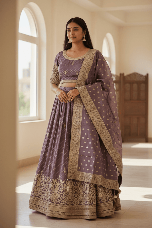 Size 12 / 38" Bust - Lilac Purple - Ready Made Lehenga Set - UK Stock - 24h Dispatch - KTC241009 PY - Prachy Creations