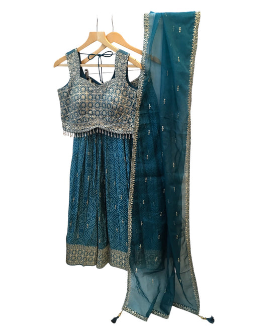 Size 12 / 38" Bust - Turquoise Blue - Ready Made Lehenga Set - UK Stock - 24h Dispatch - KTC2462 TP 0125 - Prachy Creations