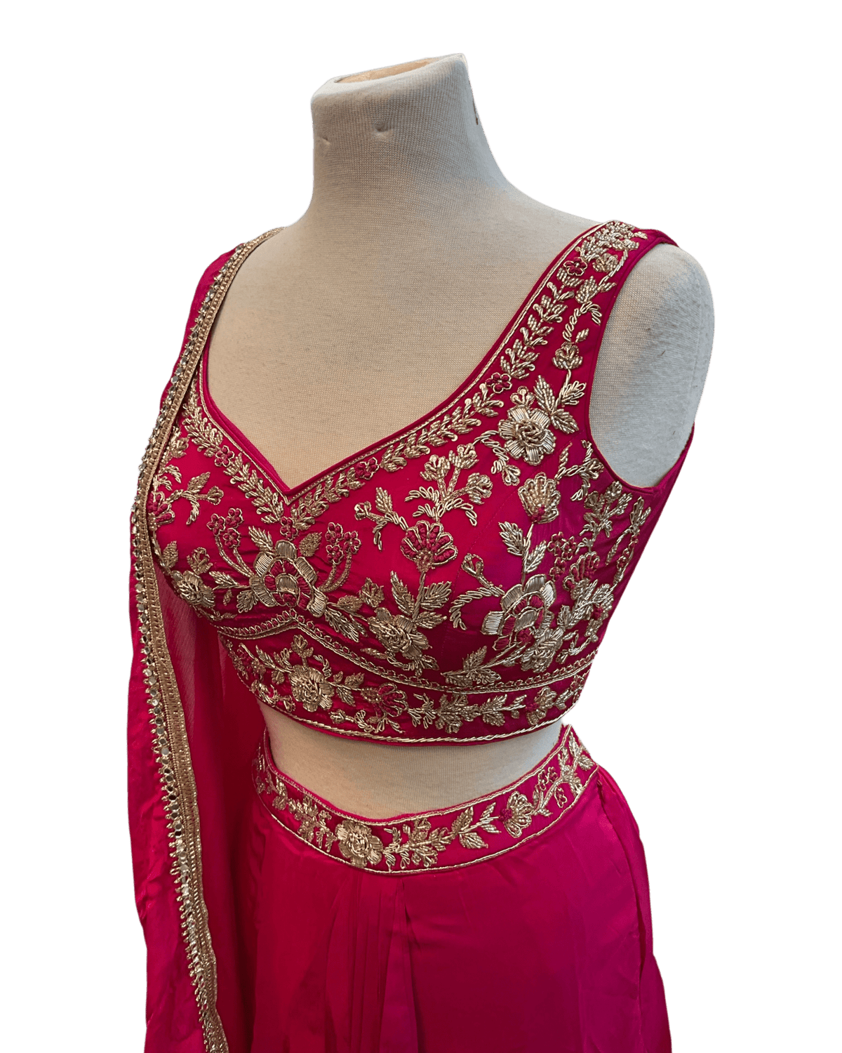 Size 12 (38") - Fuchsia Pink / Magenta - Designer Ladies Short Top Saree Suit - VMK Bhumi PY - Prachy Creations
