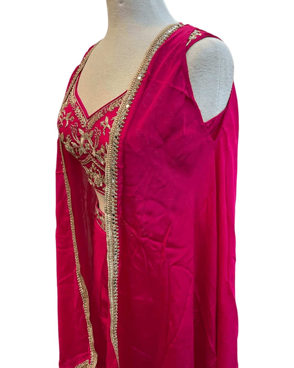 Size 12 (38") - Fuchsia Pink / Magenta - Designer Ladies Short Top Saree Suit - VMK Bhumi PY - Prachy Creations