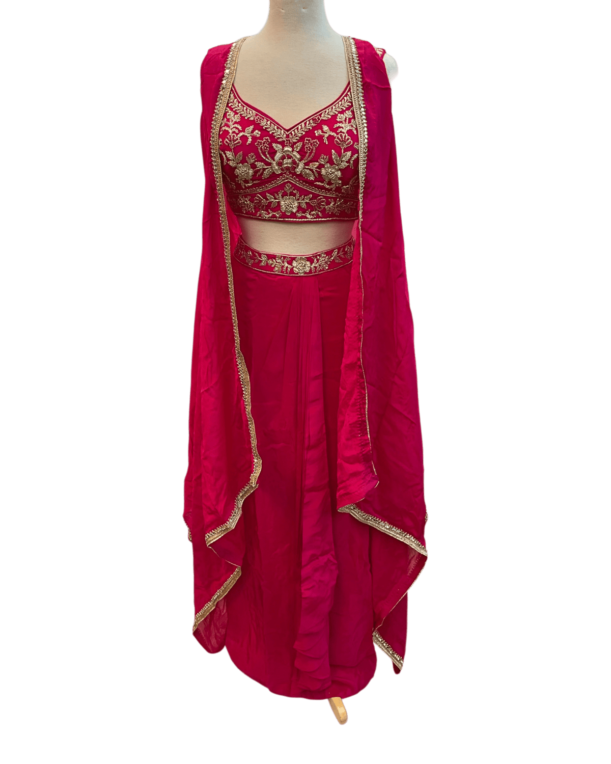 Size 12 (38") - Fuchsia Pink / Magenta - Designer Ladies Short Top Saree Suit - VMK Bhumi PY - Prachy Creations