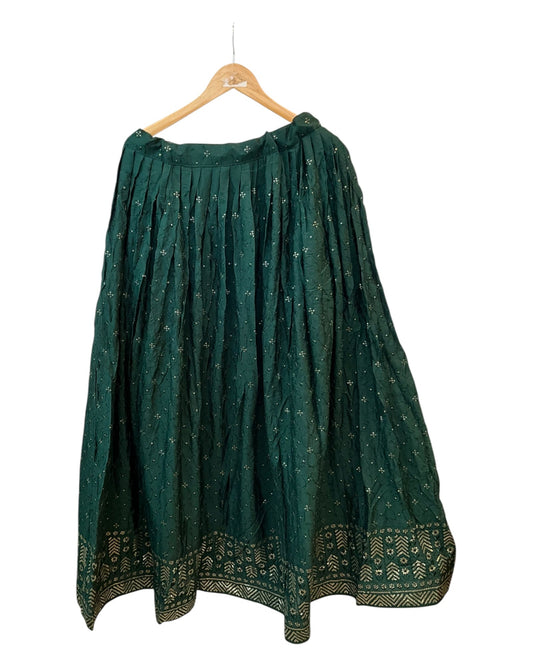 Size 14 / 40" Bust - Bottle Green Lehenga Set - Back Fasten Blouse - UK Stock - 24h Dispatch - DCB2511 VV - Prachy Creations