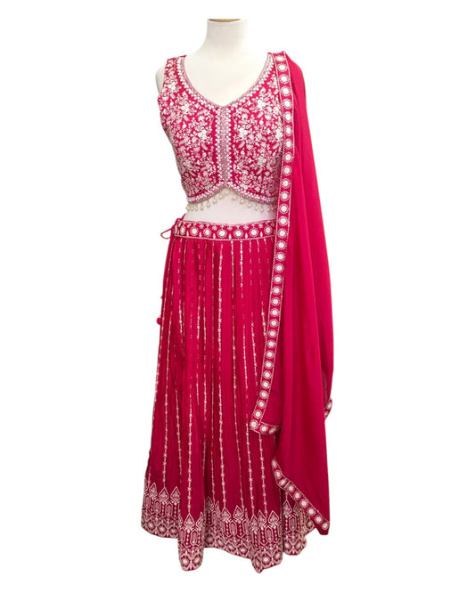 Size 14 / 40" Bust - Fuchsia Magenta - Ready Made Lehenga Set - UK Stock - 24h Dispatch - KTC24308 TY - Prachy Creations