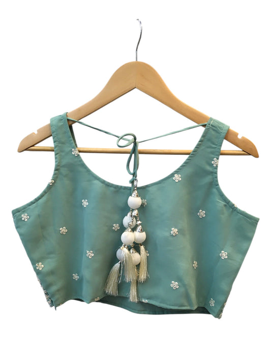 Size 14 / 40" Bust - Sea Green - Ready Made Lehenga Set - UK Stock - 24h Dispatch - KTC250117 TK 0125 - Prachy Creations