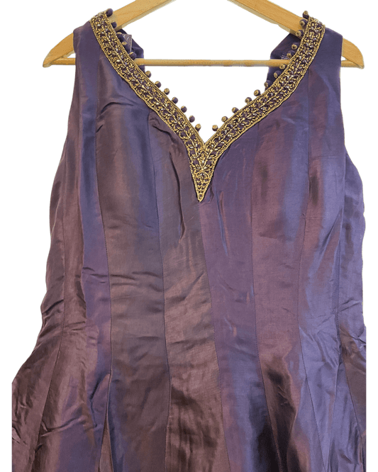 Size 16 (42") - Wine - Designer - Ladies Long Top Anarkali Trousers Suit - VMK Bandhan CY - Prachy Creations