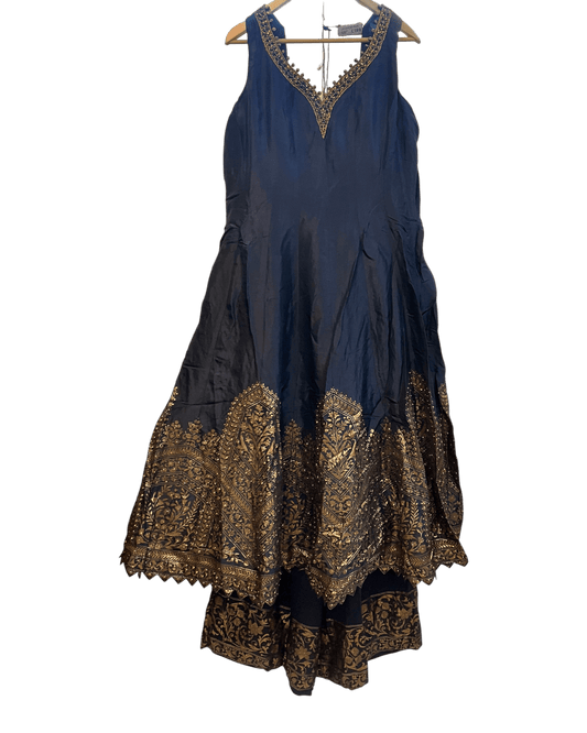 Size 20 (46") - Navy Blue - Designer - Ladies Long Top Anarkali Trousers Suit - VMK Bandhan CY - Prachy Creations