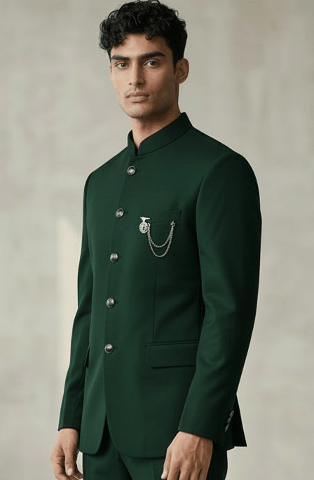 Size 36" - Mens Bottle Green BandhGala / Prince / Chinese Collar Jacket - Fantastic Fit - CS2201 JP 0822 - Prachy Creations