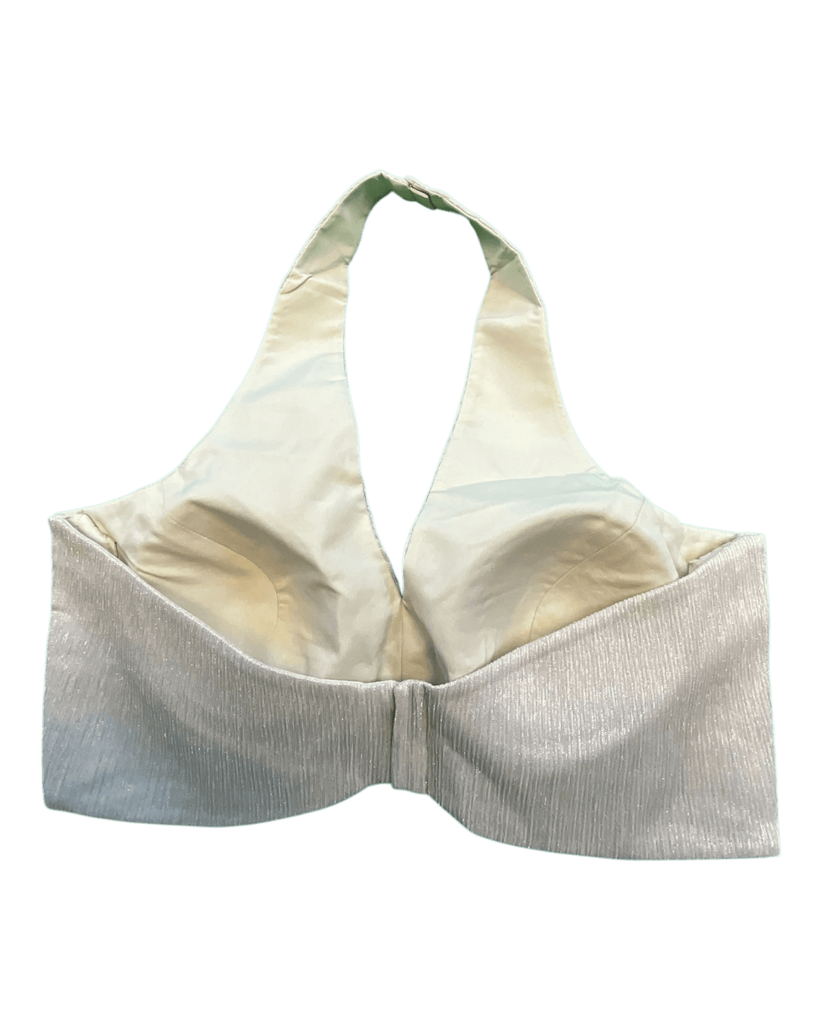 Size 36" / UK 10 - Champagne / Cream - Shimmery Crinkle Halter Neck Saree blouse with cups - UK Stock - Quick Delivery - RNK - R999A-KJ - Prachy Creations
