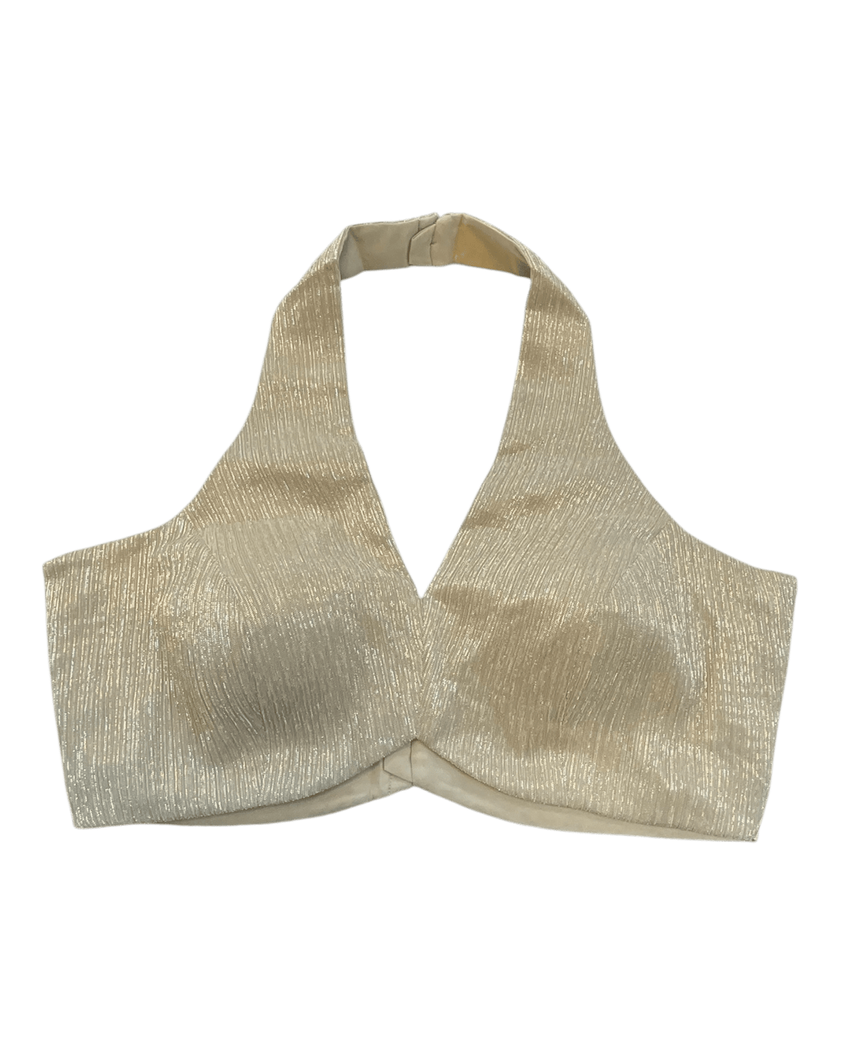 Size 36" / UK 10 - Gold - Shimmery Crinkle Halter Neck Saree blouse with cups - UK Stock - Quick Delivery - RNK - R999A-KJ - Prachy Creations