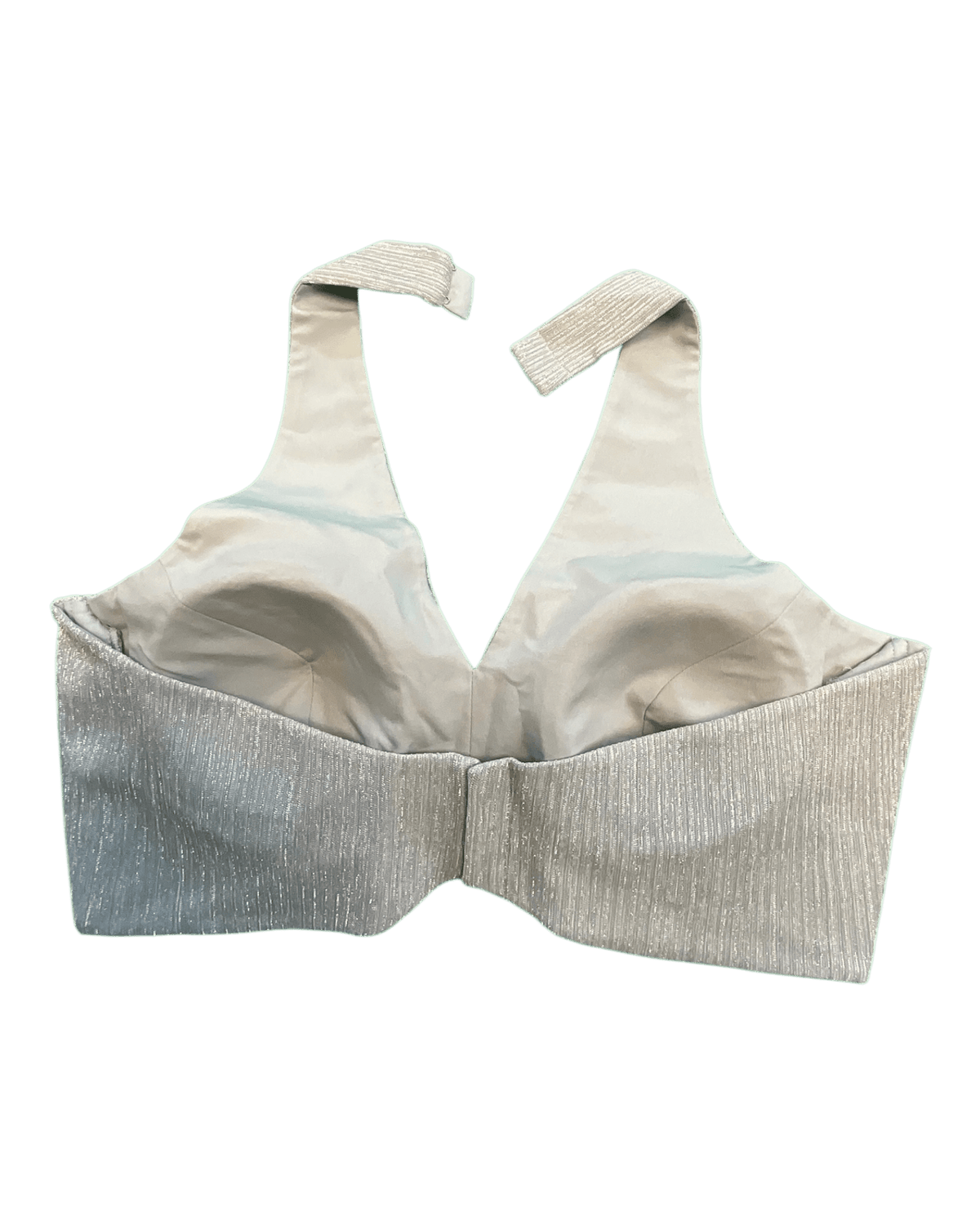 Size 36" / UK 10 - Silver - Shimmery Crinkle Halter Neck Saree blouse with cups - UK Stock - Quick Delivery - RNK - R999A-KJ - Prachy Creations