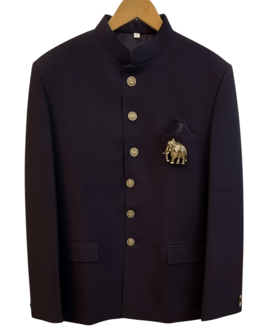 Size 38" Chest - Black - PREMIUM Slim Fit Mens Jute BandhGala / Prince / Chinese Collar Jacket - Fantastic Fit - CS2603 TH - Prachy Creations
