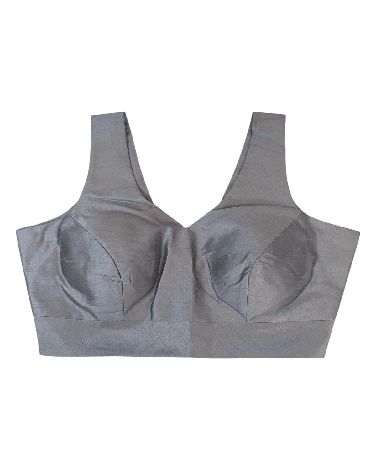 Size 38" / UK 12 - Light Grey / Silver - Silky Saree blouse with cups, Sleeveless - UK Stock - Quick Delivery - RNK - R722A-KY - Prachy Creations