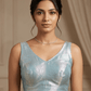 Size 40" / UK 14 - Light Blue - Silky Saree blouse with cups, Sleeveless - UK Stock - Quick Delivery - RNK - R722A-KY - Prachy Creations