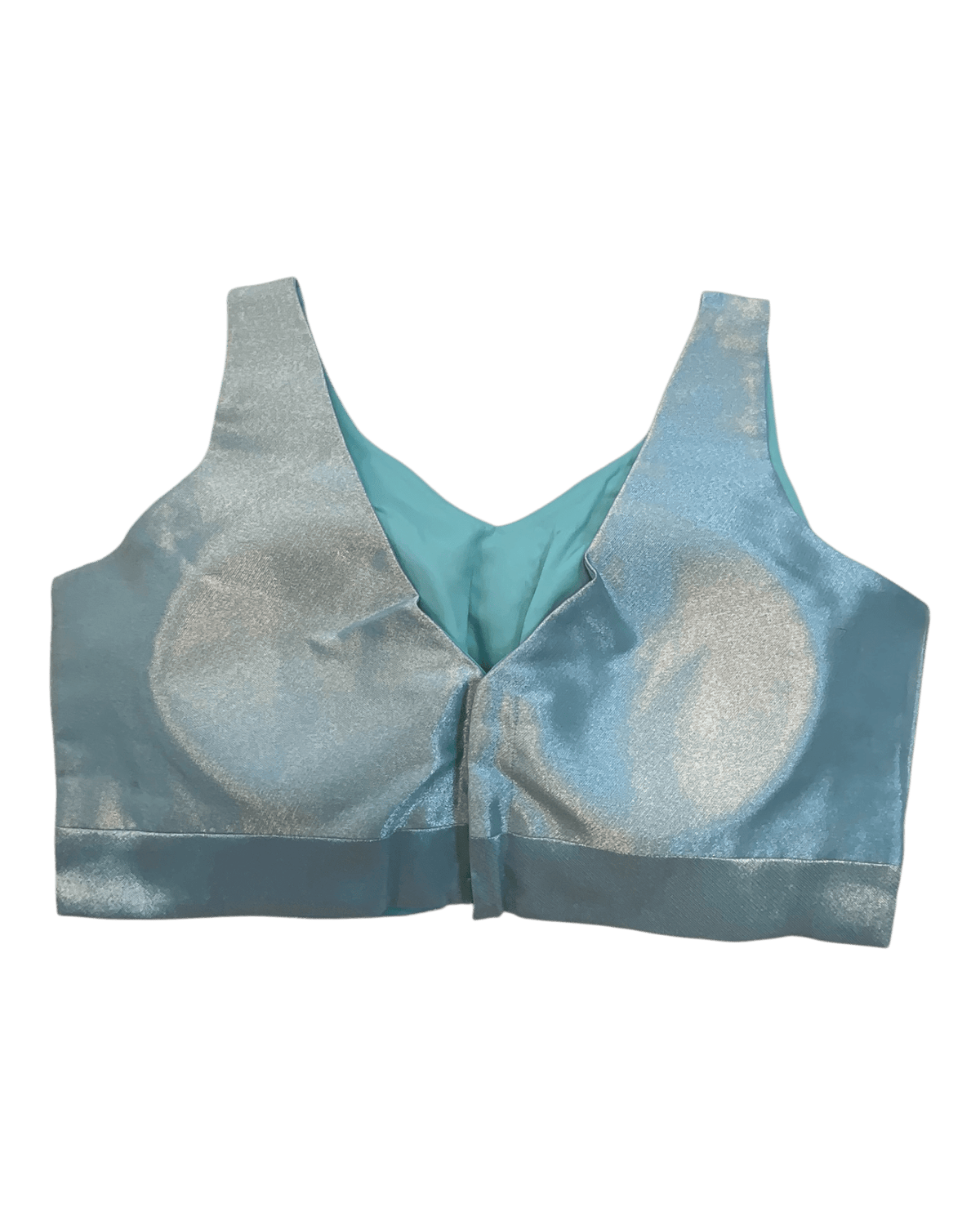 Size 40" / UK 14 - Light Blue - Silky Saree blouse with cups, Sleeveless - UK Stock - Quick Delivery - RNK - R722A-KY - Prachy Creations