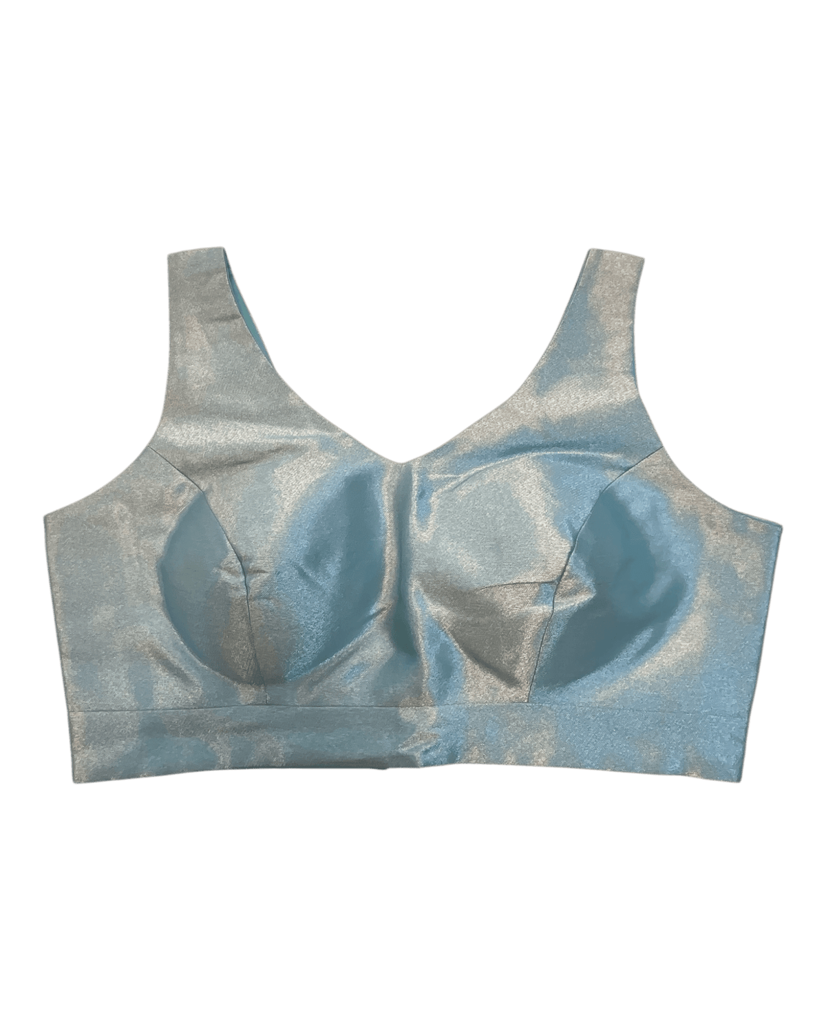 Size 40" / UK 14 - Light Blue - Silky Saree blouse with cups, Sleeveless - UK Stock - Quick Delivery - RNK - R722A-KY - Prachy Creations