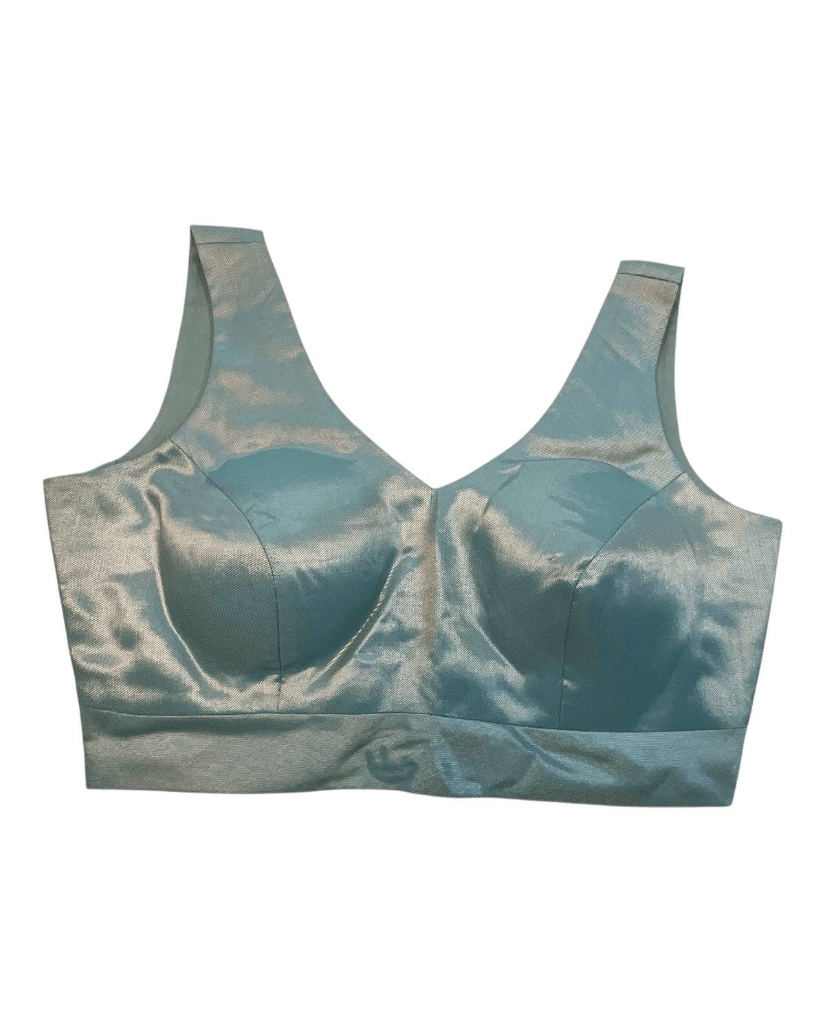 Size 40" / UK 14 - Turquoise Blue - Silky Saree blouse with cups, Sleeveless - UK Stock - Quick Delivery - RNK - R722A-KY - Prachy Creations