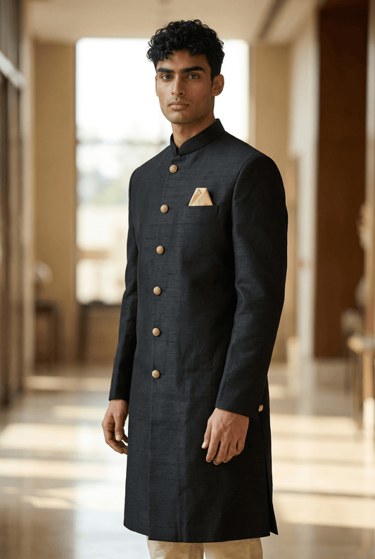 Size 48” - Mens Classic Sherwani set , Black - Weddings - UK stock - F1810JY - Prachy Creations