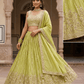 Size UK 10 (36" Bust) Adjustable to Size 12 - Lime Green - Silky Lehenga Set - Mehndi / Sangeet / Bridesmaids / Weddings / Garba - UK Stock - 24h Dispatch - OC42240 05AP26 - Prachy Creations