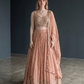 Size UK 10 (36" Bust) Adjustable to Size 12 - Pastel Coral Pink / Peach - Silky Lehenga Set - Mehndi / Sangeet / Bridesmaids / Weddings / Garba - UK Stock - 24h Dispatch - KM557 07TP26 - Prachy Creations