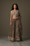 Size UK 12 (38" Bust) Adjustable to Size 14 - Antique Gold - Silky Lehenga Set - Mehndi / Sangeet / Bridesmaids / Weddings / Garba - UK Stock - 24h Dispatch - JF10906 05PA26 - Prachy Creations