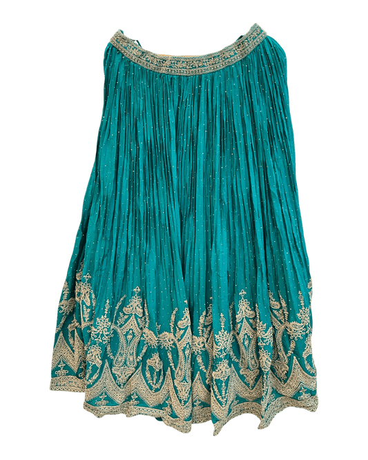 Size UK 12 (38" Bust) Adjustable to Size 14 - Turquoise - Silky Lehenga Set - Mehndi / Sangeet / Bridesmaids / Weddings / Garba - UK Stock - 24h Dispatch - JF3349 05PA26 - Prachy Creations