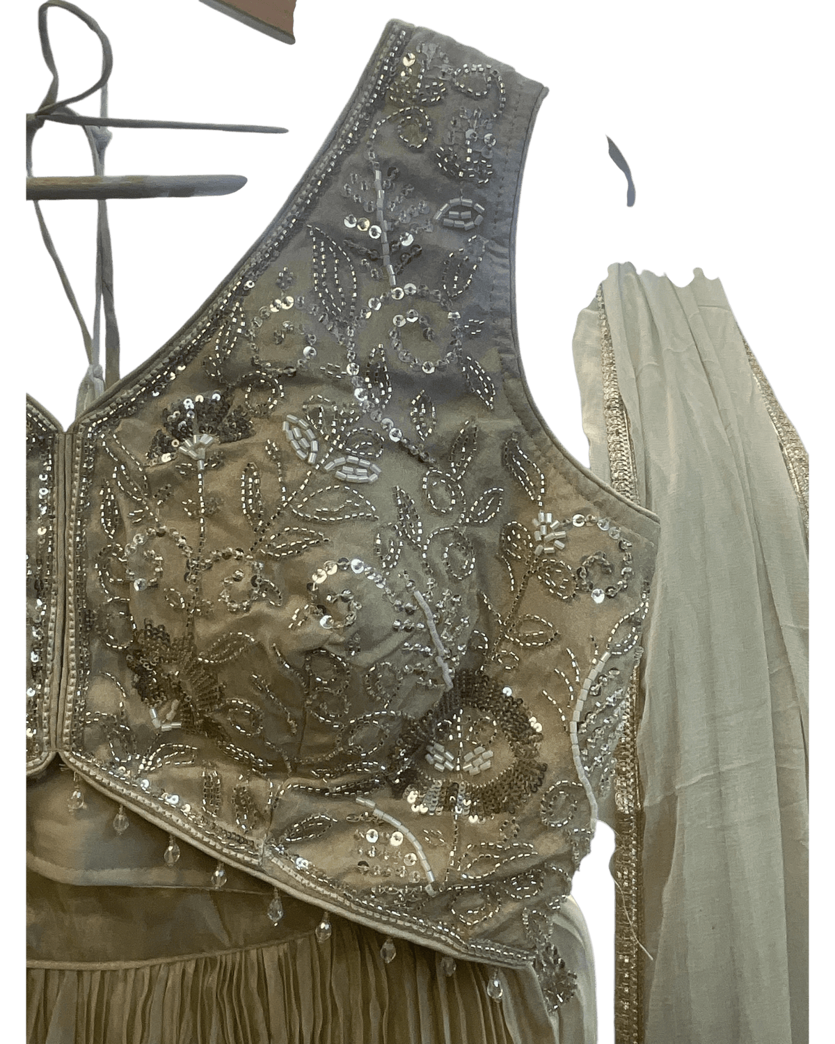Size UK 12 (38" Bust) Sleeveless - Light Gold - Silky Lehenga Set - Mehndi / Sangeet / Bridesmaids / Weddings / Garba - UK Stock - 24h Dispatch - KM- Balsa 07TR26 - Prachy Creations