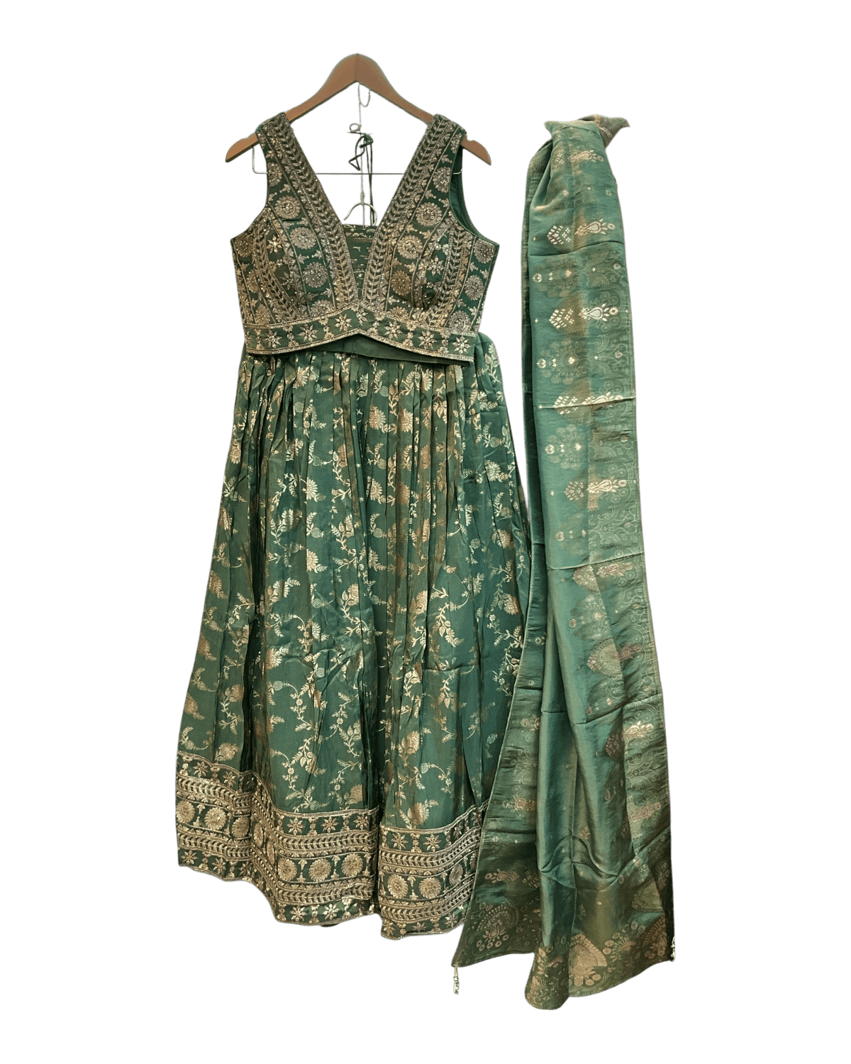 Size UK 14 (40" Bust) Adjustable to Size 14 - Mint Green - Banarasi Silky Lehenga Set - Mehndi / Sangeet / Bridesmaids / Weddings / Garba - UK Stock - 24h Dispatch - JF10530 05PA26 - Prachy Creations