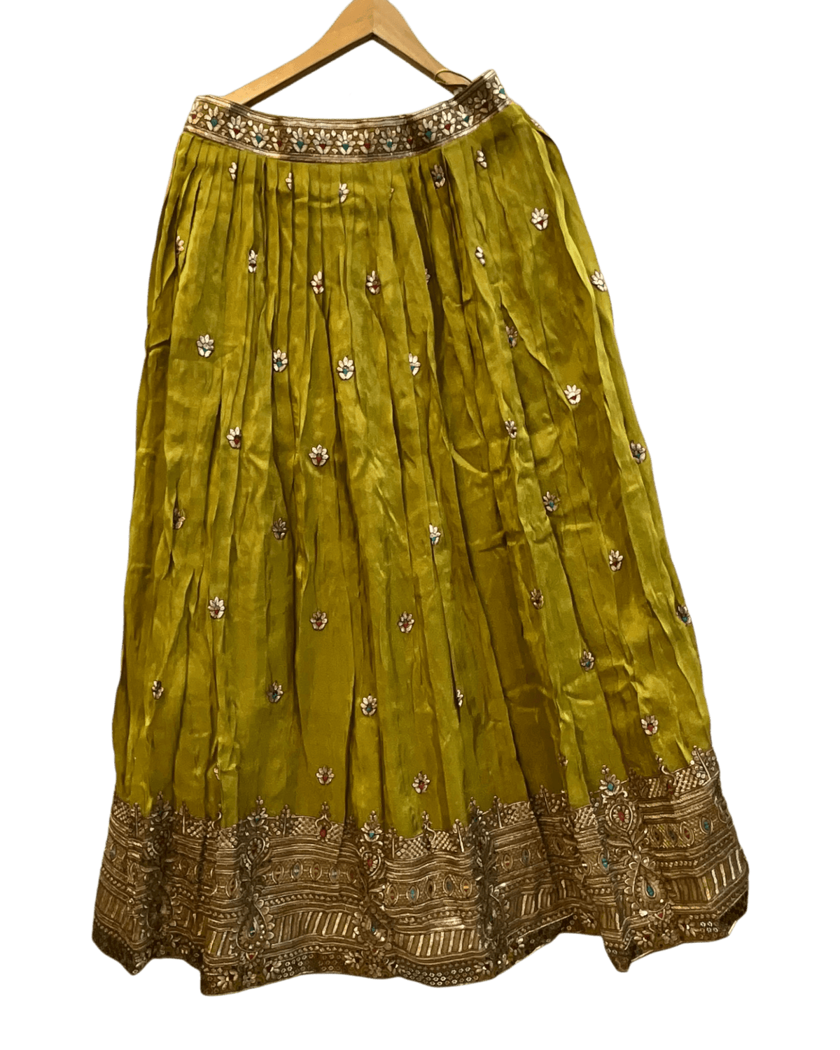 Size UK 14 (40" Bust) Adjustable to Size 16 - Olive Green - Banarasi Silky Lehenga Set - Mehndi / Sangeet / Bridesmaids / Weddings / Garba - UK Stock - 24h Dispatch - JF7973 05JP26 - Prachy Creations