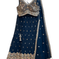 Size UK 14 (40" Bust) Adjustable to Size 16 - Petrol Blue - Banarasi Silky Lehenga Set - Mehndi / Sangeet / Bridesmaids / Weddings / Garba - UK Stock - 24h Dispatch - JF10505 05PV26 - Prachy Creations