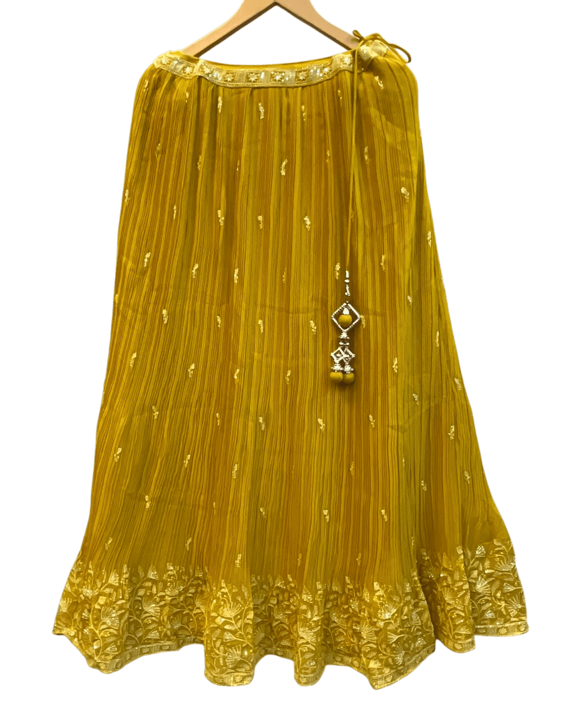 Size UK 14 (40" Bust) Adjustable to Size 16 - Sunny Yellow - Banarasi Silky Lehenga Set - Mehndi / Sangeet / Bridesmaids / Weddings / Garba - UK Stock - 24h Dispatch - JF10520 05PV26 - Prachy Creations