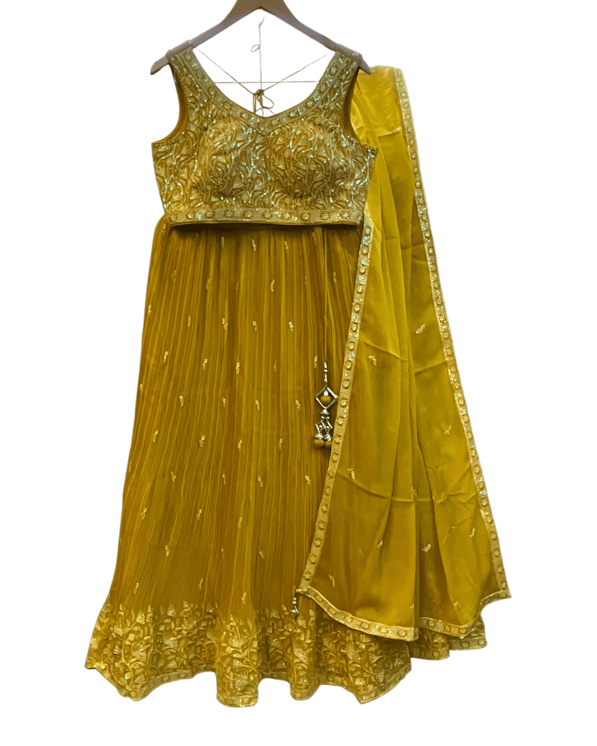 Size UK 14 (40" Bust) Adjustable to Size 16 - Sunny Yellow - Banarasi Silky Lehenga Set - Mehndi / Sangeet / Bridesmaids / Weddings / Garba - UK Stock - 24h Dispatch - JF10520 05PV26 - Prachy Creations