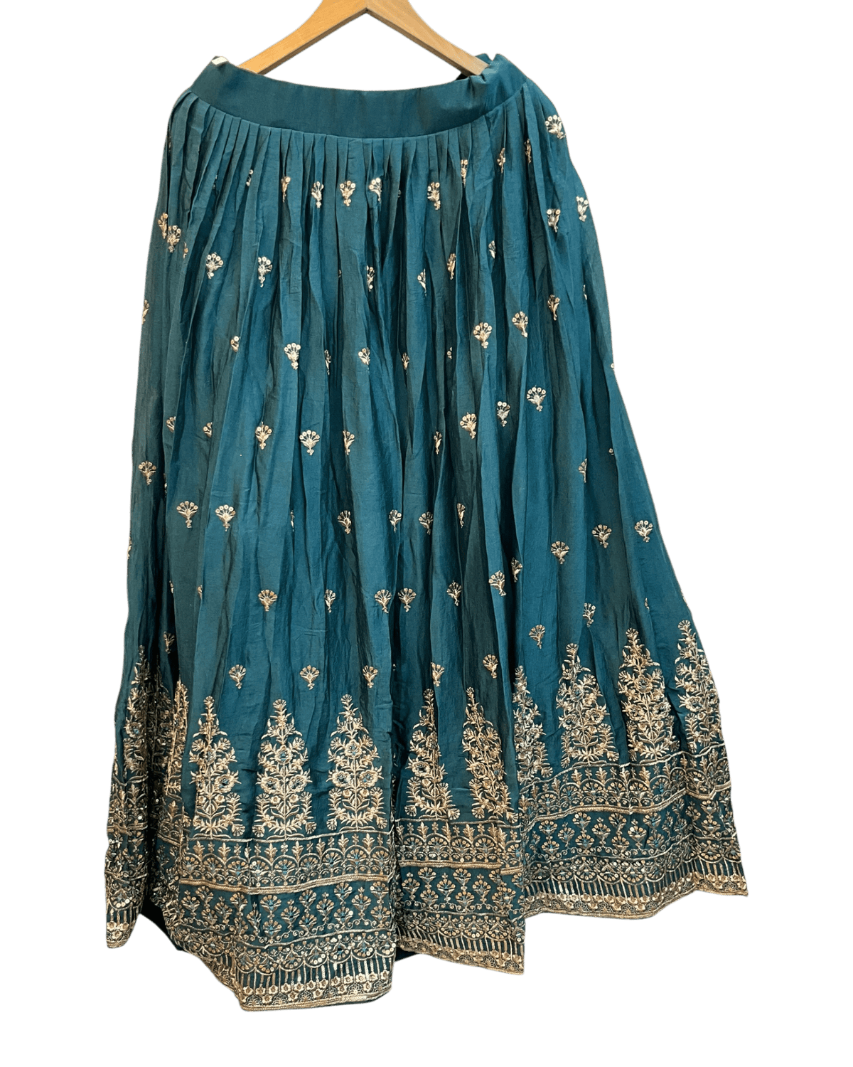 Size UK 14 (40" Bust) Adjustable to Size 16 - Teal Blue - Banarasi Silky Lehenga Set - Mehndi / Sangeet / Bridesmaids / Weddings / Garba - UK Stock - 24h Dispatch - JF7940 05JT26 - Prachy Creations